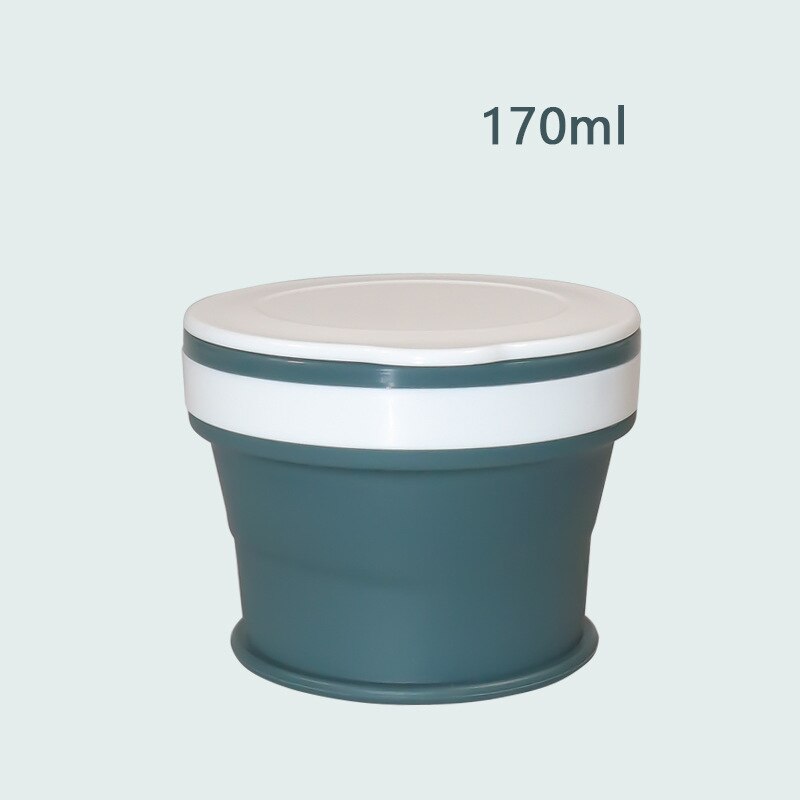 170/270/350ml Folding Silicone Draagbare Siliconen Telescopische Drinken Inklapbare koffie cup vouwen silica cup met Deksels reizen: 170ml Dark Green