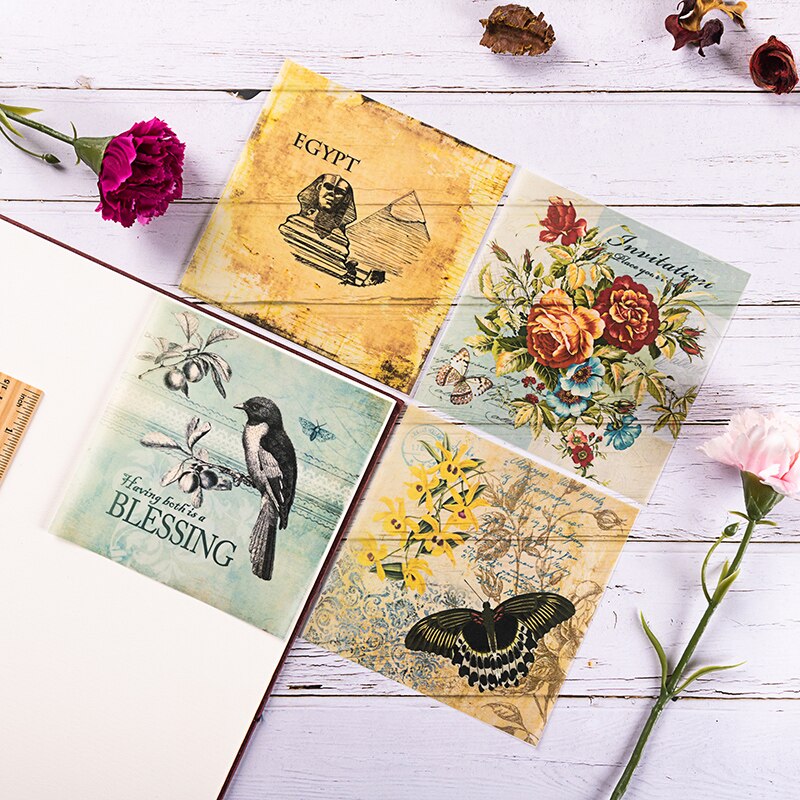 8 teile/satz Jahrgang Vogel Englisch Buchstaben Pergament Papier Pack für Scrapbooking Glücklich Planer Karte, Der Müll Tagebuch Projekt