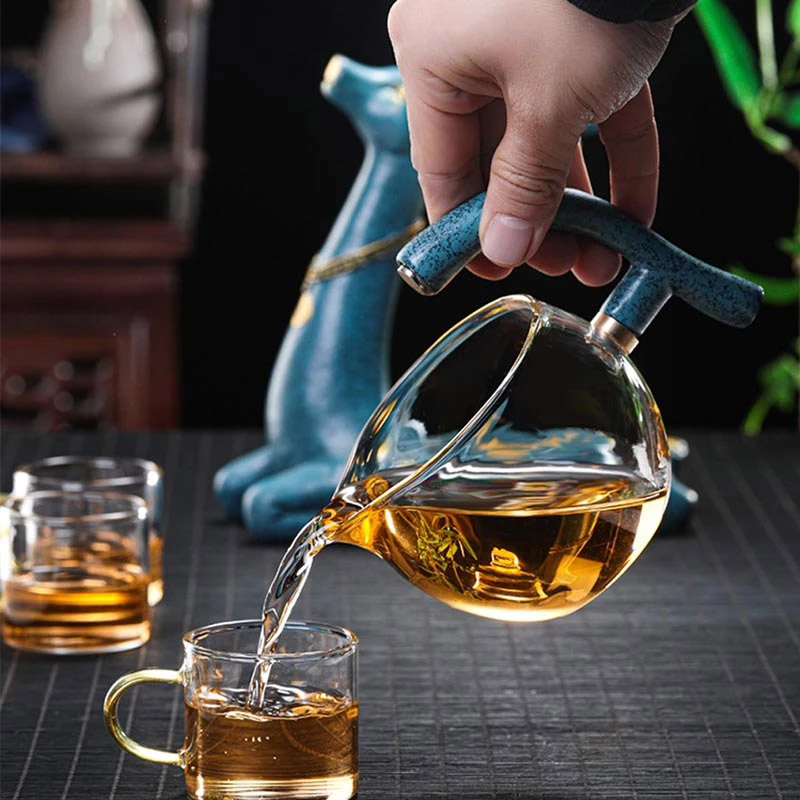 Full Automatic Deer Glass Teapot Heat-resistant Infuser Tea Turkish Drip Pot 220V Heating Base for Tea Coffee Make