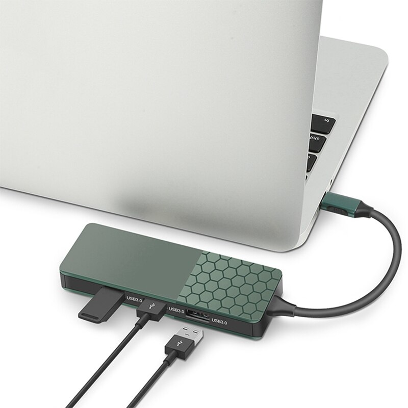 USB C Hub,USB C to Ethernet Adapter 6 in 1 with Ultrahigh Speed Ethernet,3 USB 3.0,SD TF Card Reader