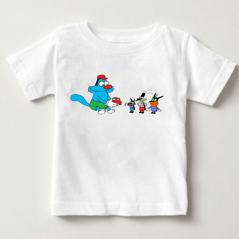 新ホット半袖 tシャツ少年 oggy とゴキブリ子供の夏の tシャツ少年少女ショート長袖 tシャツ