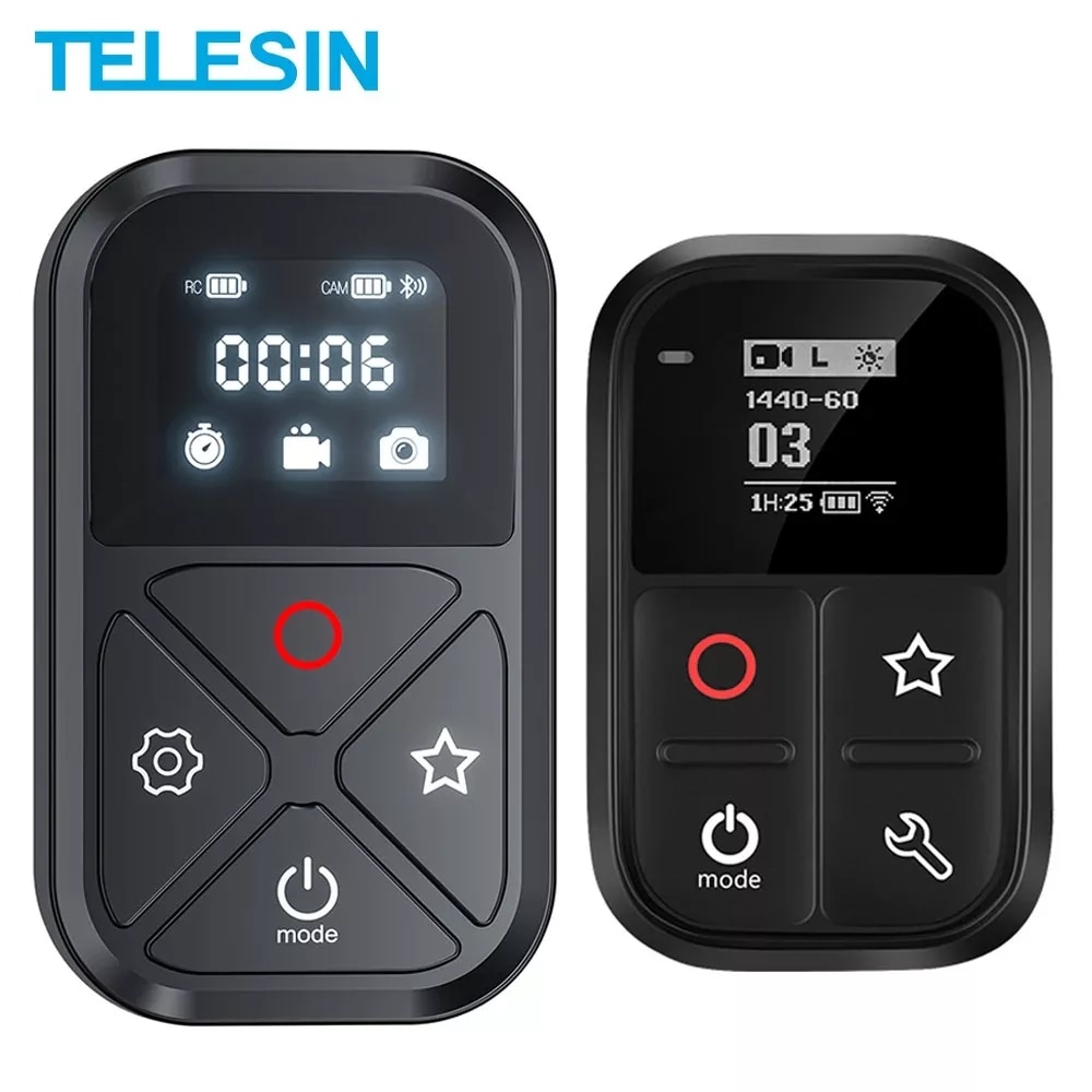 TELESIN-mando a distancia con Wifi y Bluetooth para GoPro, dispositivo con pantalla para Go Pro Hero 10, 9, 8, 7, 6, 5, 4 Session, 80M