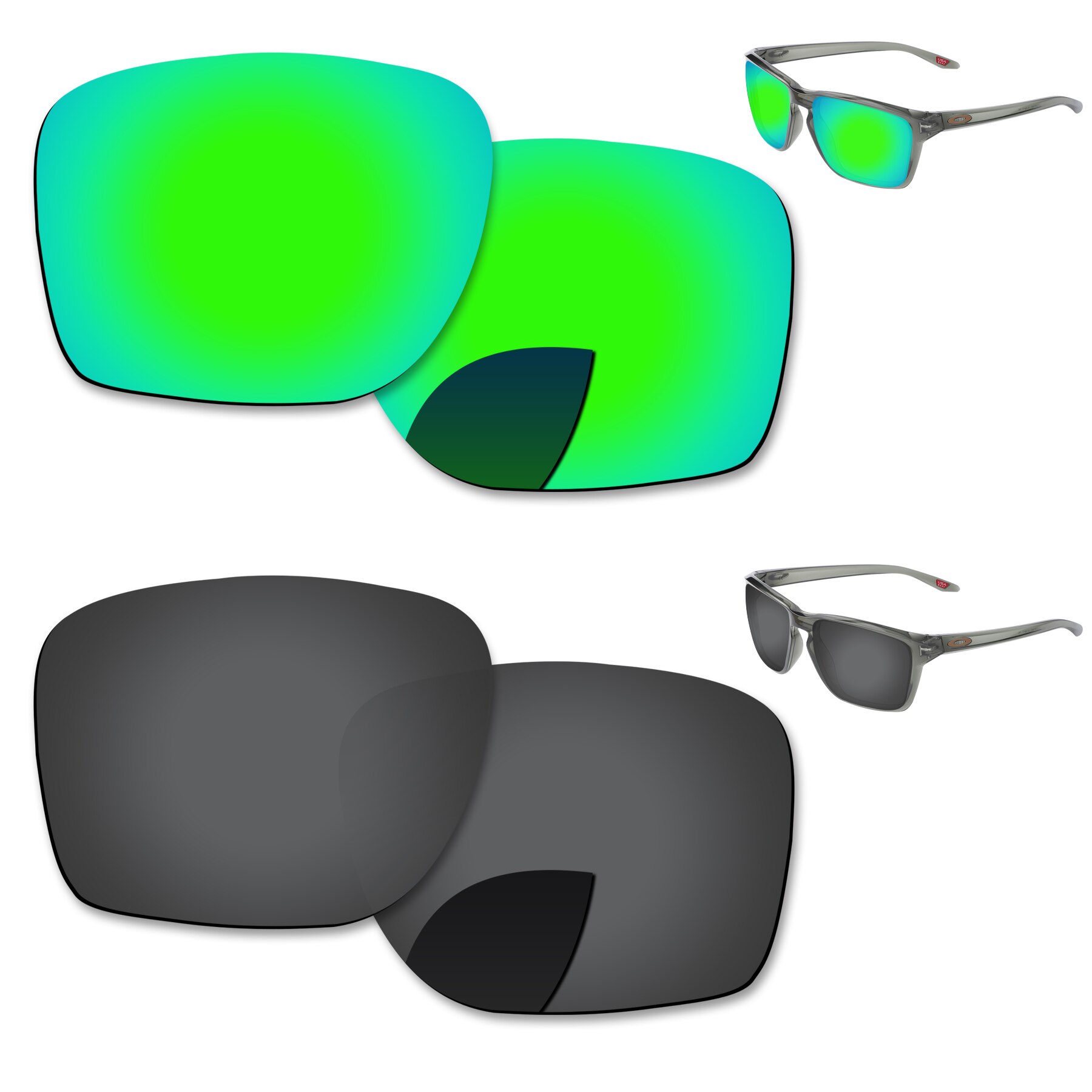 Alphax Vervanging Lenzen Voor Oakley Sylas OO9448-Zonnebril Gepolariseerde-Meerdere Opties: 2 Pairs-Black-Green