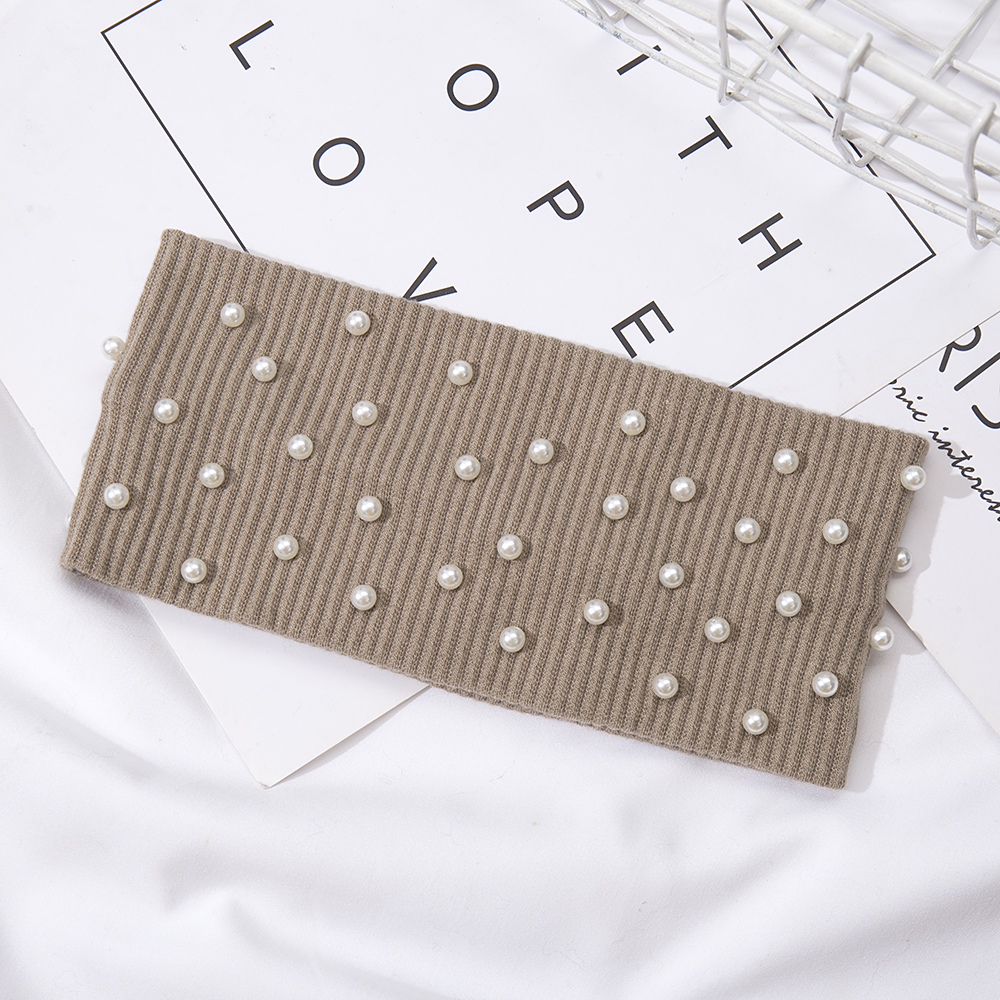 Bandeaux élastiques avec nœud pour femmes, bandeaux avec perles, turban, bandana, coiffure chaude, accessoires pour cheveux, sauna, automne, hiver: Argent