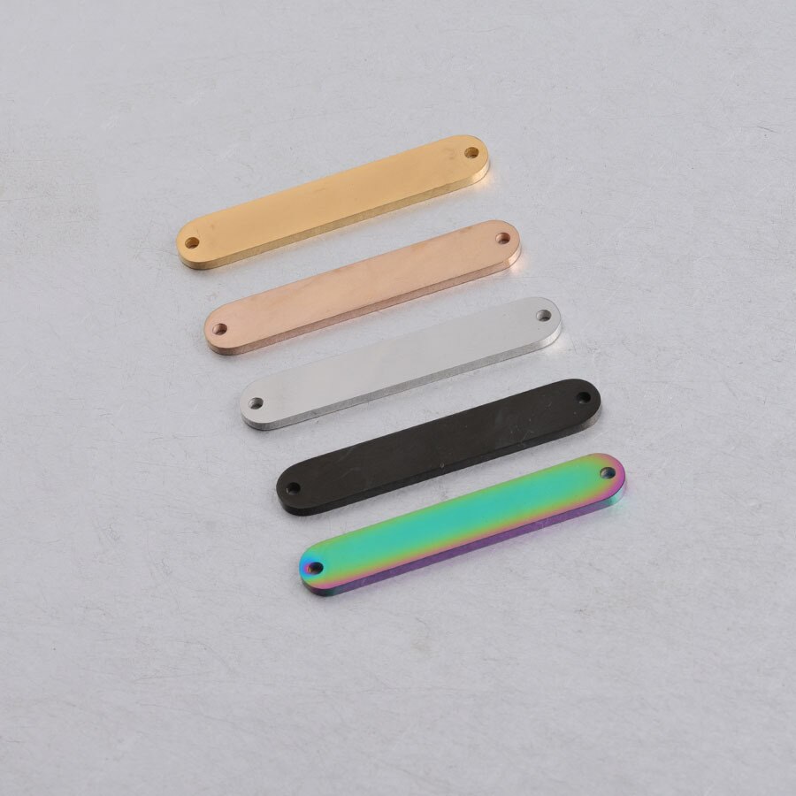Fnixtar 20 Stks/partij 1.5*6*35Mm Spiegel Polish Rvs Rechthoek Stempelen Blanco Bar Charme Voor Diy sieraden Maken Ketting: mix clolor 2