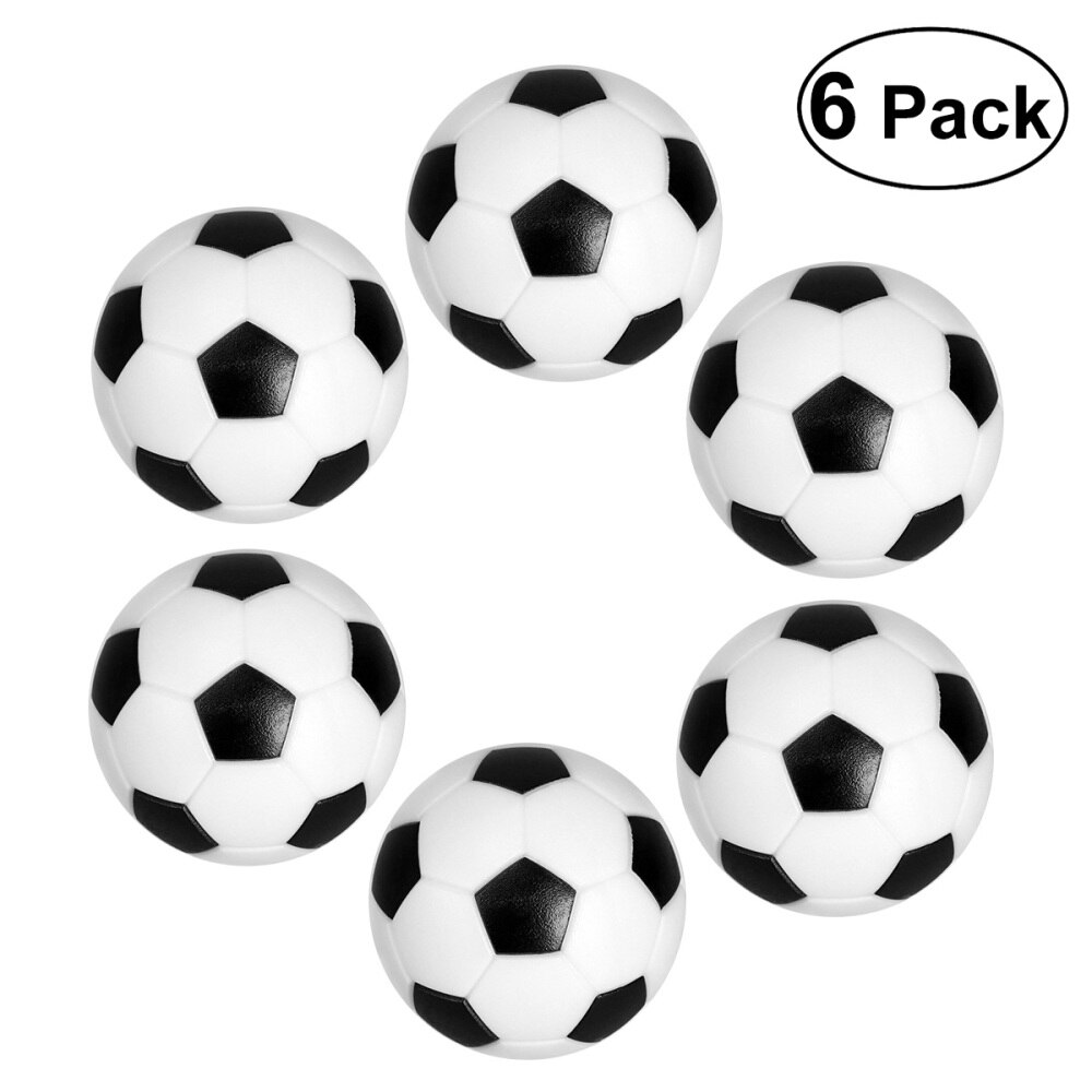 6Pcs 32Mm Tafel Voetbal Ballen Zwart/Wit: Default Title