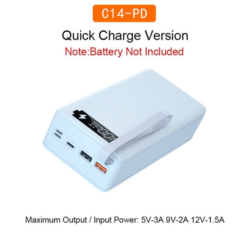 18650 Battery Storage Box Power Bank Wireless Charger Power Box Case DIY External Battery Case 18650 Battery Holder Box: White Quick Charge