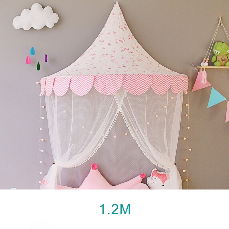 Baby Crib Netting Princess Dome Bed Canopy Childrens Bedding Round Lace Mosquito Net For Baby Sleeping 6 Colors: 1.2M Style 1