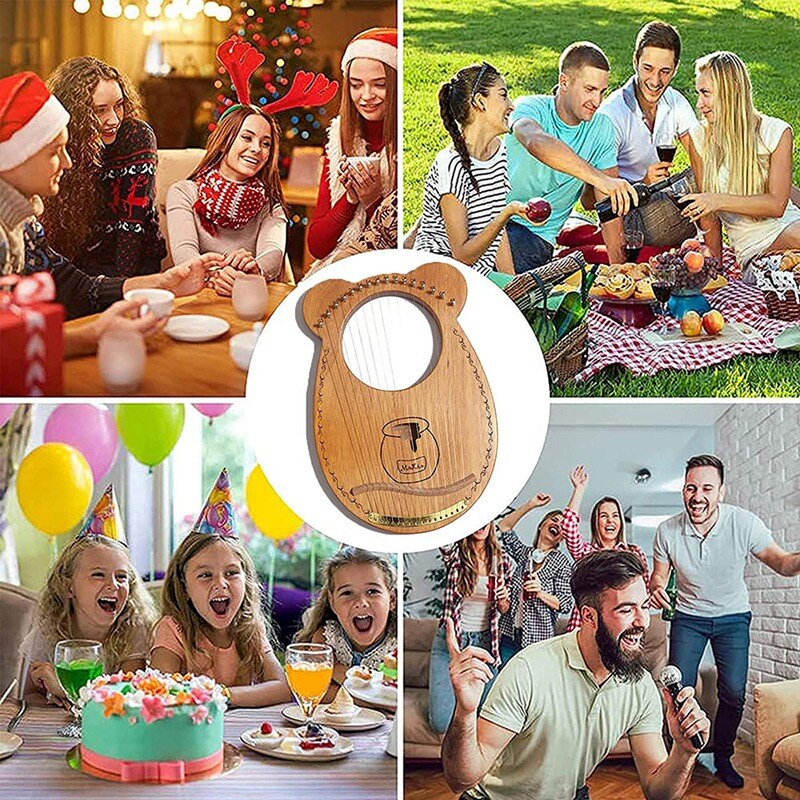 16 mahagoni-leierharfe, leyaqin, mit stimmschlüssel, mini-trageharfe, für musikliebhaber, anfänger, kinder, erwachsene usw.