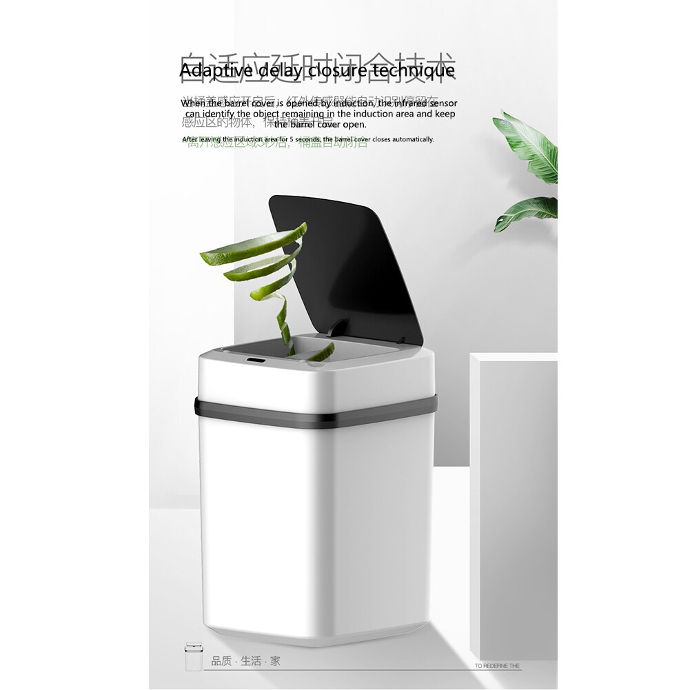 Automatic Induction Storage Household Office Battery Powered Living Room Silent ABS Bathroom Waste Bin Trash Can Smart