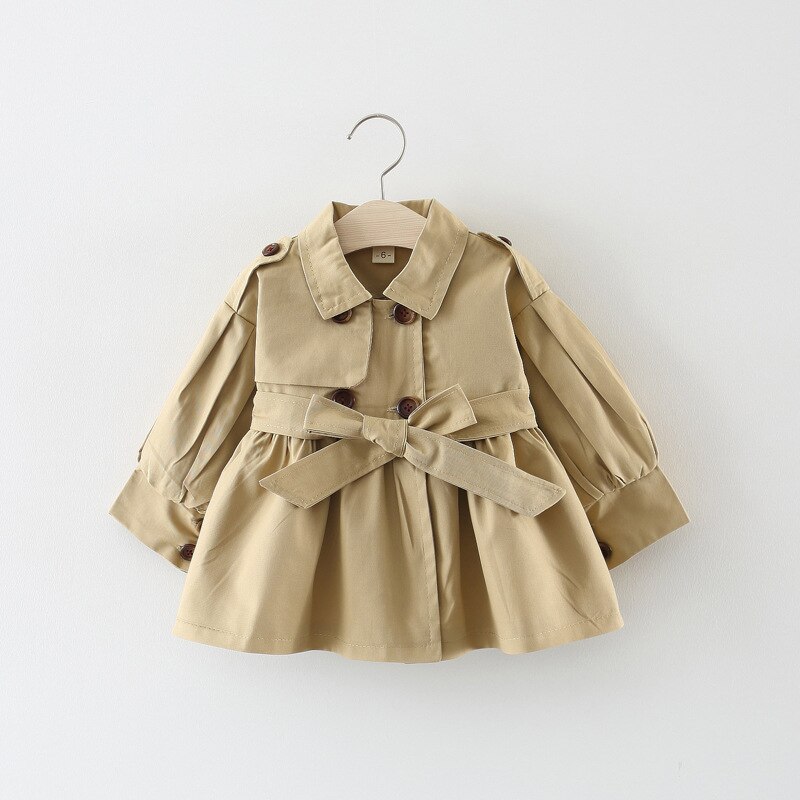 Baby Lotus Herfst Winter Kids Trenchcoat kinderen Baby Meisje Kleding Windjack Mode Effen Kleur Peuter Trenchcoat