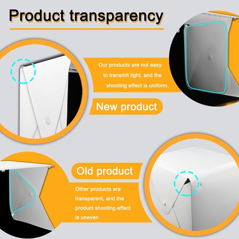 Photo Studio Box, Mini Portable Folding Photography Photo Studio Tents With Dual Led Lights And 6 Backdrops