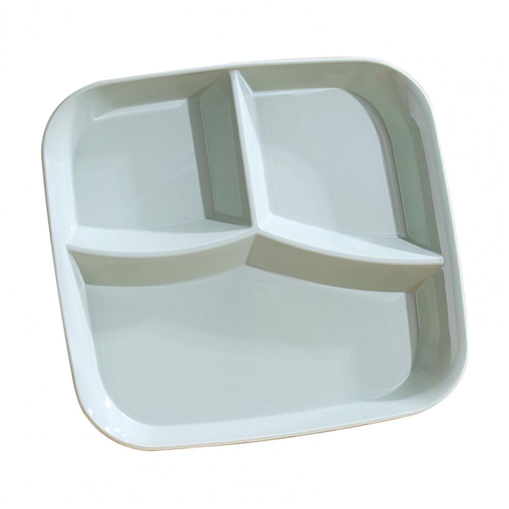 Safe Durable 3-grids Smooth Surface Divided Plate PP Divided Lunch Bowl Bright Color for Schools: Mint Green
