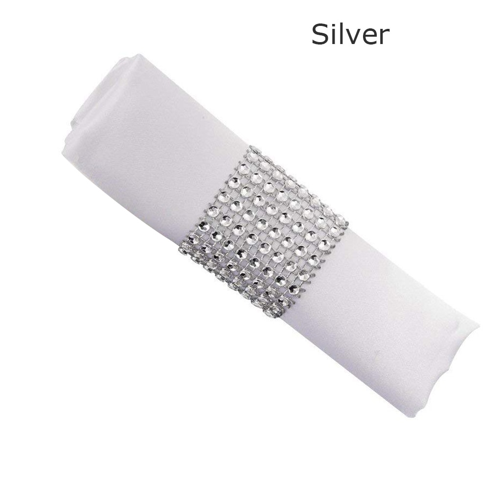 100 Pcs Goud Zilver Servet Ring Stoelen Gespen Ambachten Strass Strikken Houder Handgemaakte Party Benodigdheden Bruiloft Evenement Decoratie: Zilver