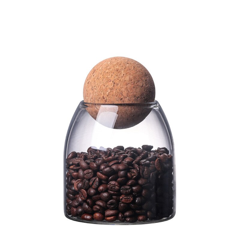 Frascos de vidrio para almacenamiento de café, té, latas selladas de corcho, granos de café, frutas secas, tarros de almacenamiento: 550ml