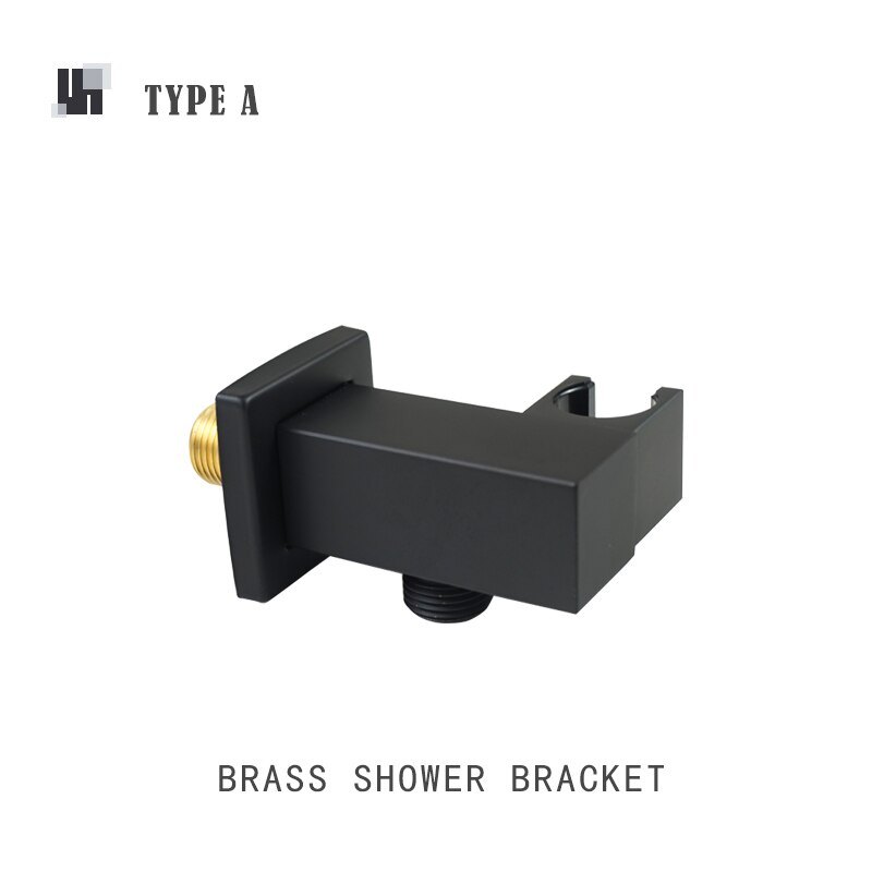 High Pressure Hand Held Shower Head Black Bathroom Adjustable Shower Holder 1.5M Stainless Steel Hose Brass Shower Sprayer Set: Type A Bracket Only