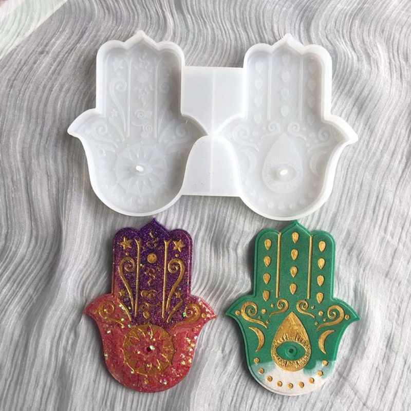 Handflächen-amulett-kristall-epoxidharzform, hamsa-hand-silikonform, diy-bastelarbeiten, tablett- und schalendekorationen, gießwerkzeuge