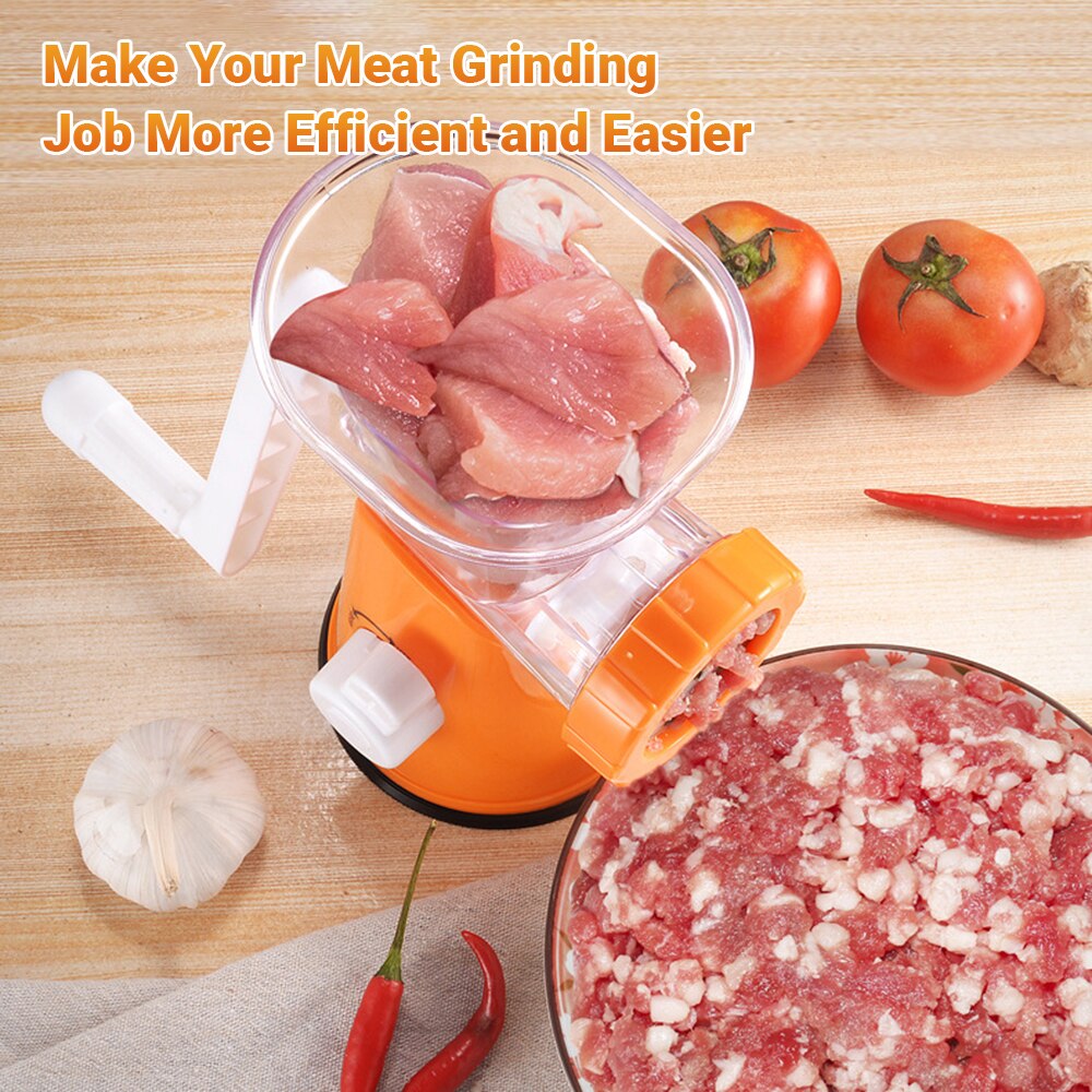Kichen Meat Grinder Manual Food Grinder Hand Meat Mincer Grinding Machine with Suction Base Sausage Stuffing Tube Grinding Plate