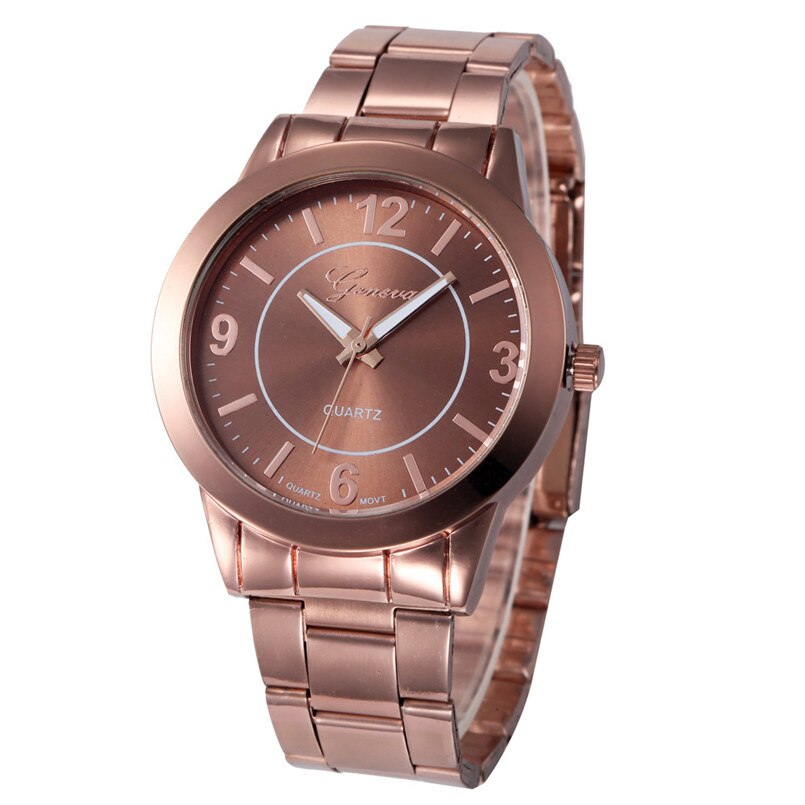 Relogio feminino dameshorloge roségoud dames armbandhorloge quartz analoog polshorloge montre femme m: Bruin