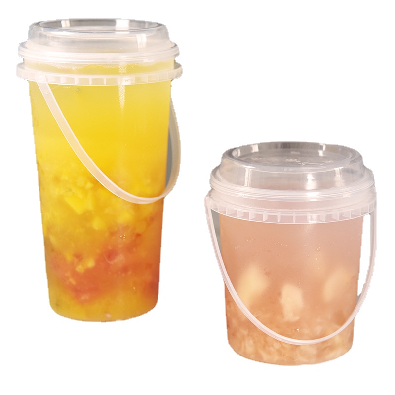 Plastmuggar med lock, stor kapacitet, bärbar mjölktekopp med 700ml/1000ml hinkar, genomskinliga muggar med lock och sugrör, kan återanvändas