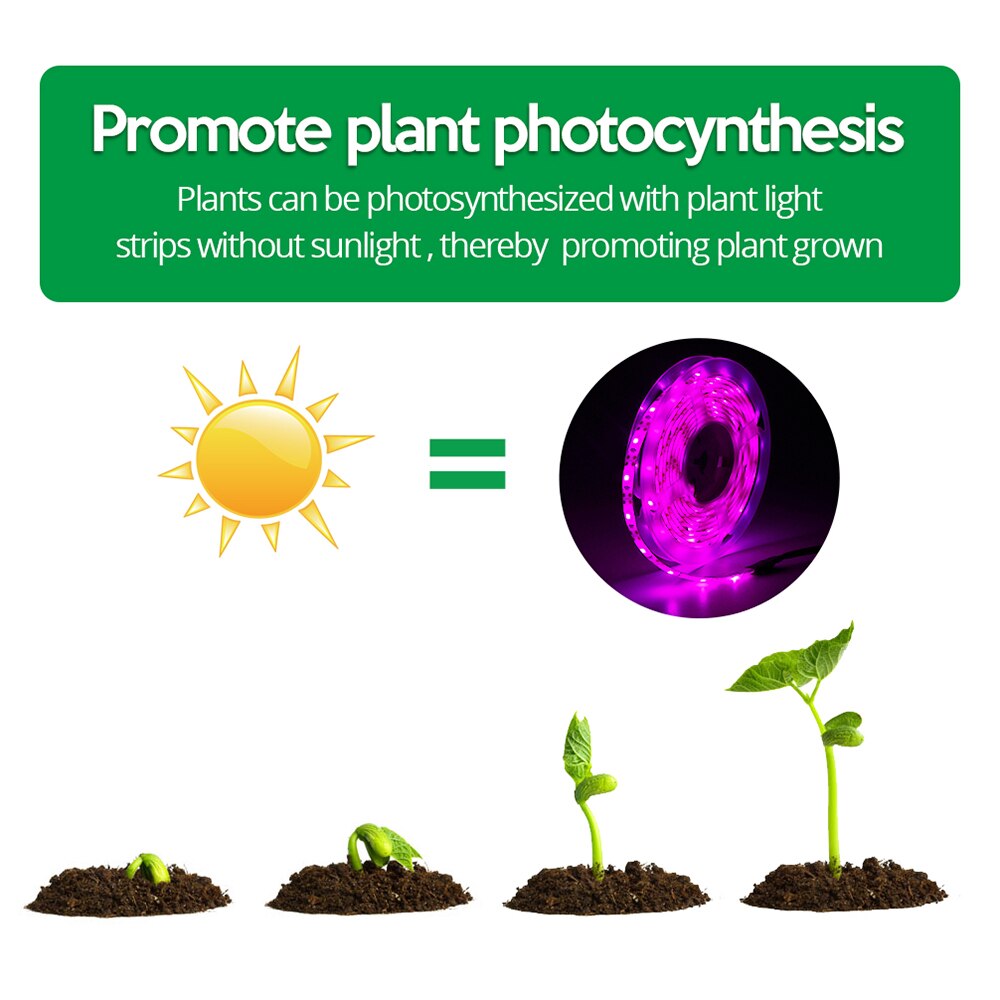 LED Grow Light Full Spectrum USB Grow Light Strip 0.5m 1m 2m 3m 2835 SMD DC5V LED Phyto Tape for Seed Plants Flowers Greenhouses