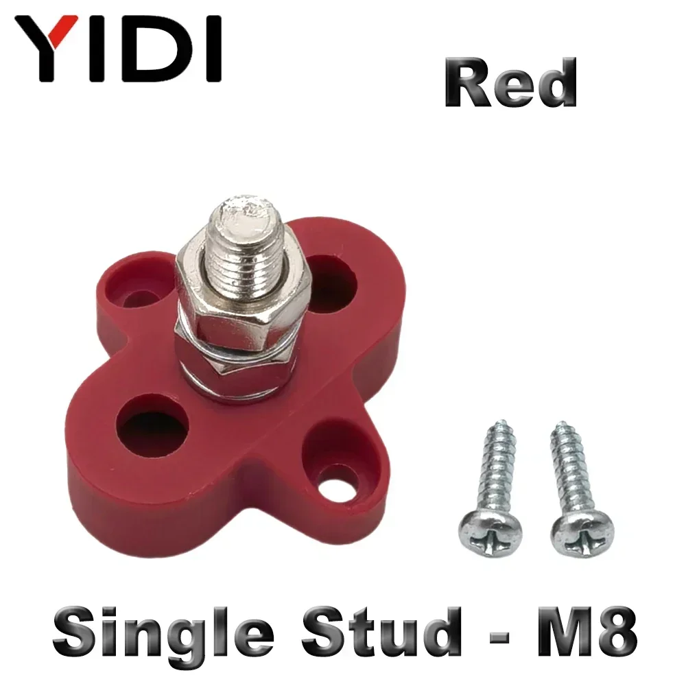 M6 M8 M10 Junction Terminal Block Stud Bus Bar Heavy Duty Batterij Stroomverdeling DC 48V Busbar Rood/zwart Automotive RV Boot: Black