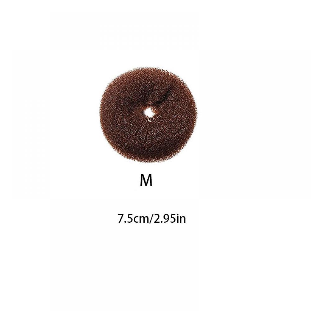 Anillo para el pelo de Donut para mujer, accesorios para el cabello, herramienta de peinado para mujer, accesorios para trenzar el cabello, tamaño completo S/M/L: Brown  M