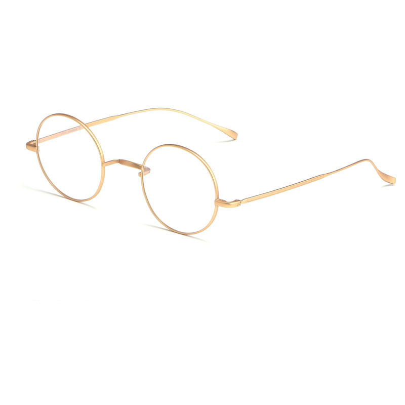 Lunettes rondes en titane pur pour hommes et femmes, rétro japon, myopie, Prescription optique, montures ultralégères, petites lunettes Oculos: Or