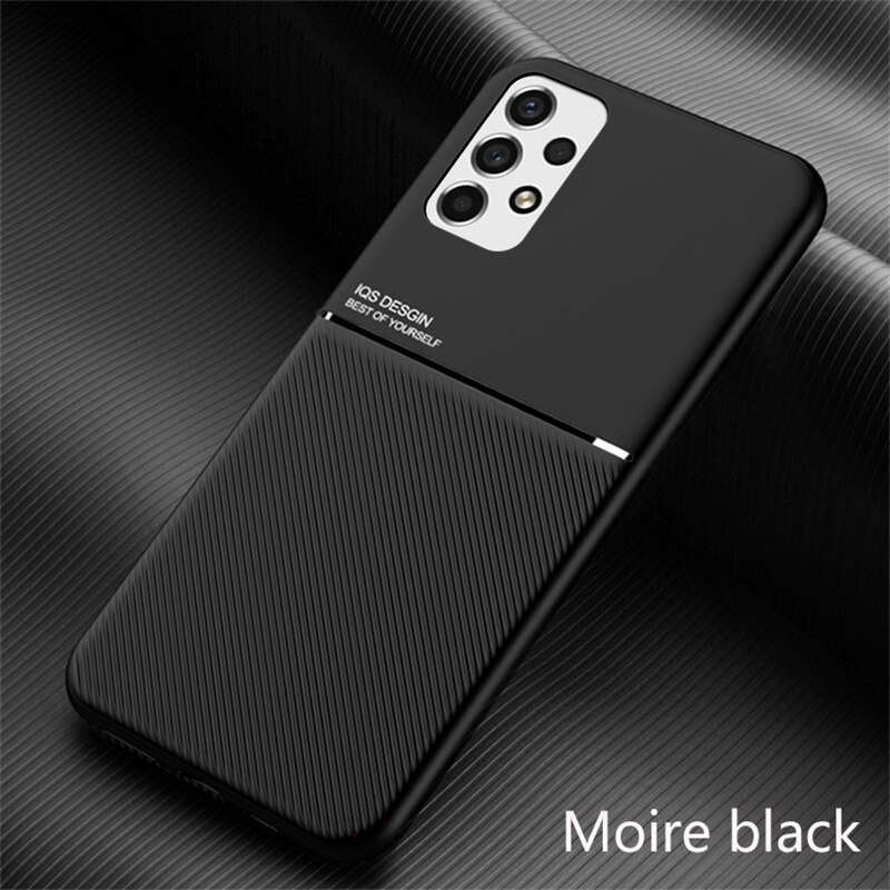 Voor Samsung Galaxy A53 5G A13 Luxe Slim Leather Texure Shockproof Armor Magnetische Houder Telefoon Case Voor A13 Zachte siliconen Cover: For Galaxy A13 / black