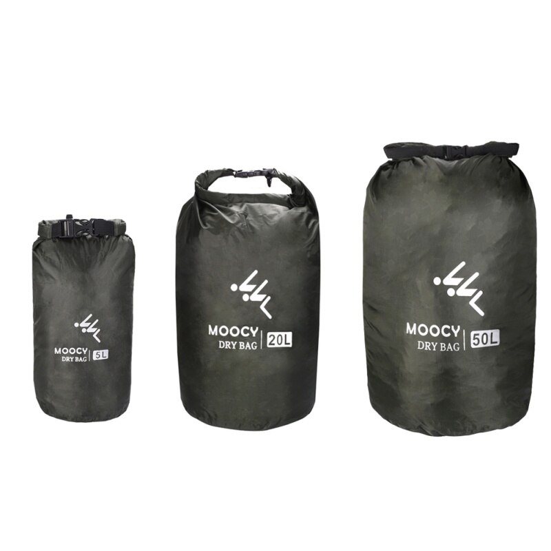 SUNFECILI Sac Étanché 50L PVC Vert Militaire - Sac Sec Flottant à Roulettes Pour Kayak, Camping, Plage & Randonnée