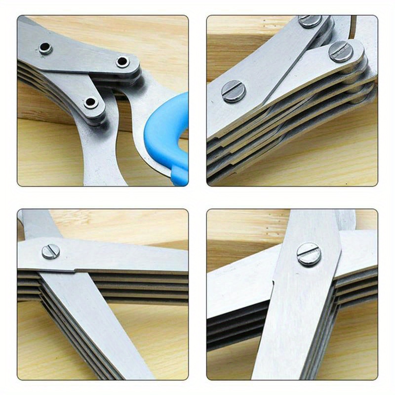 3/5- teräiset ruostumattomasta teräksestä valmistetut keittiösakset, monikäyttöiset kestävät yrttisakset, puhdistusharja