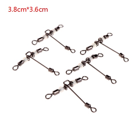 5pcs 3 Way Luminous T-shape Rolling Swivel With Beads Fishing Swivels Connector: 2x3