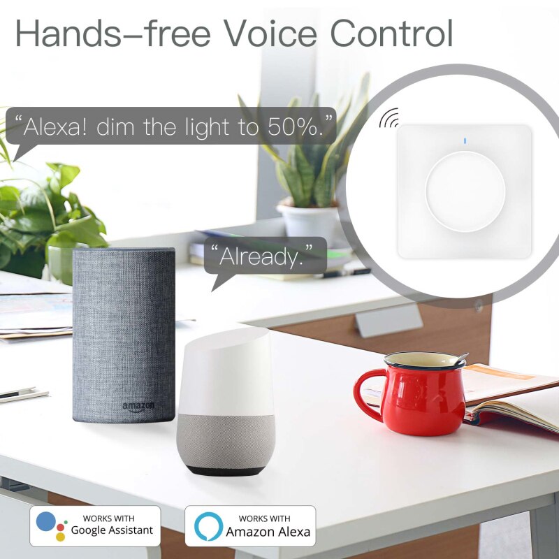EU WiFi Smart Rotary Light Dimmer Switch 100-240V Tuya/smart Life APP Remote Control Works With Alexa Google