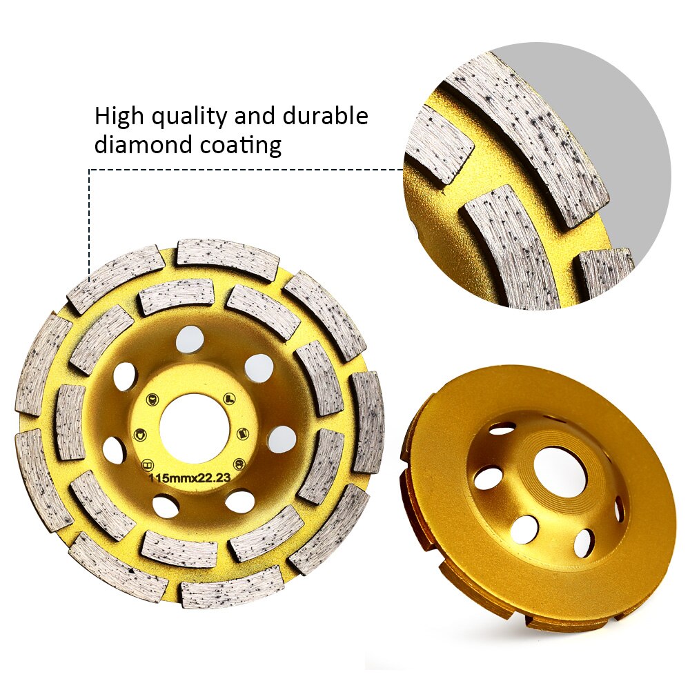 100/115mm/125mm*22mm Double-Row Diamond Cup Grinding Wheel Cutting Disc Turbo Row Concrete Grinding Wheel Disc for Angle Grinder