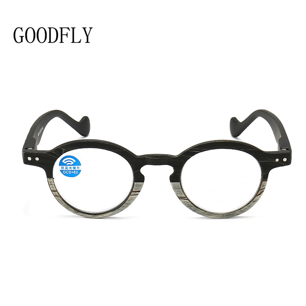 Montura de gafas ópticas de madera para hombre y mujer, gafas de protección contra luz azul, Retro, Vintage, redondas, monturas,