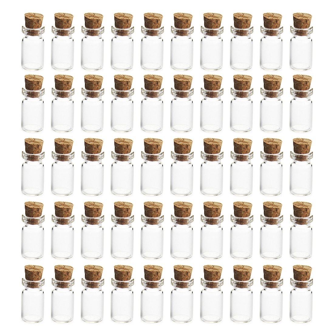 50 Stuks 12*24 Mm 1.5 Ml Mini Glazen Flessen Lege Mini Glazen Potten Met Kurk Voor Diy craft Decoratie-Transparant