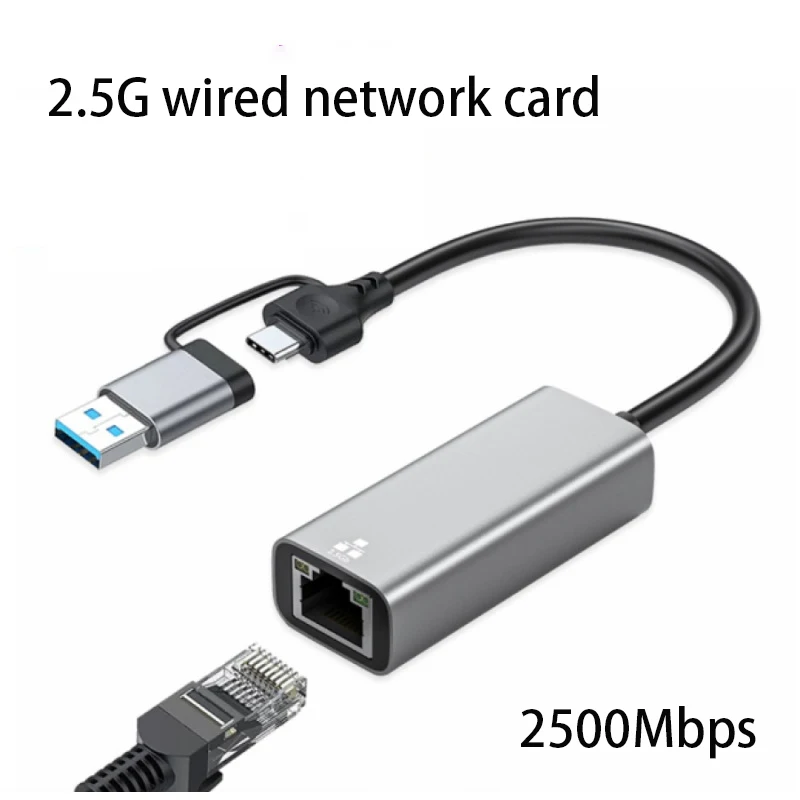 5000- mbit/s-netzwerkkartenadapter (usb typ-c auf  rj45) – 5g -in-2.5g -netzwerkkarten-konverter-hub für windows 7/8/10- laptops: Gold