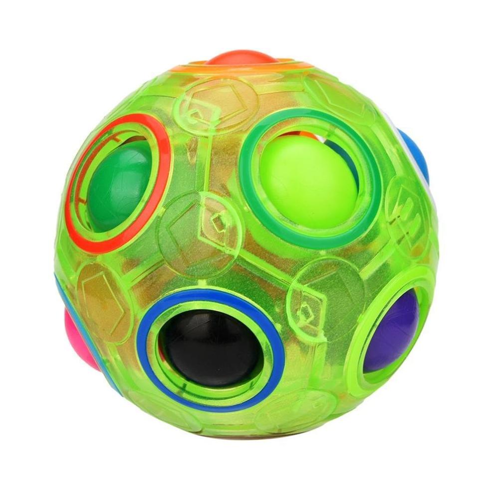 Sfærisk magi regnbue kugle plastik magiske bolde puslespil børn lærerig læring lysende terning legetøj til børn: Grøn med lysende