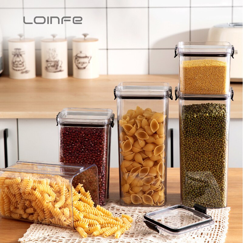 460/700/950/1300/1800ml Kitchen Food Storage Container Box Noodle Sealed Cans Storage Bottle Grain Cereal Dispenser Storage Box