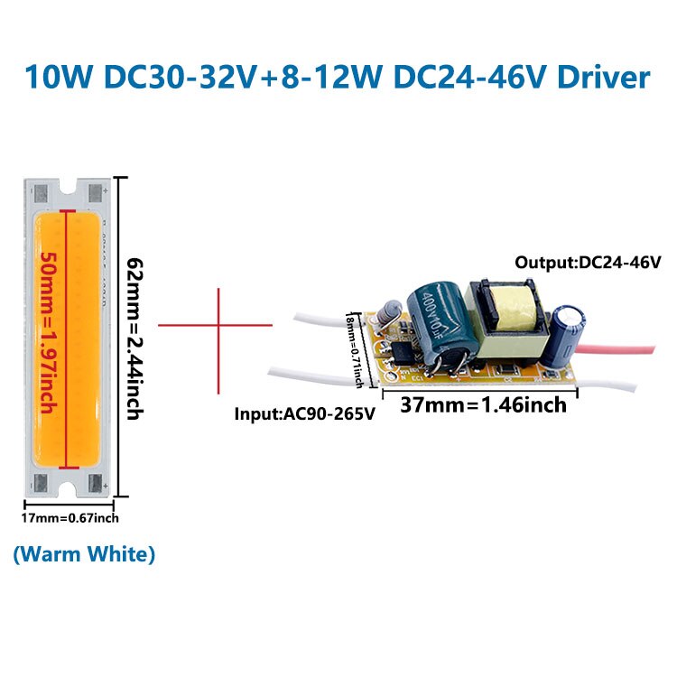 1Pcs 10W DC30-32V 300mA Led Cob Diode Light-Emitting Lamp Kralen Super Heldere Led Strip Voor Zaklamp muur Lichtbron Diy: Warm White Driver