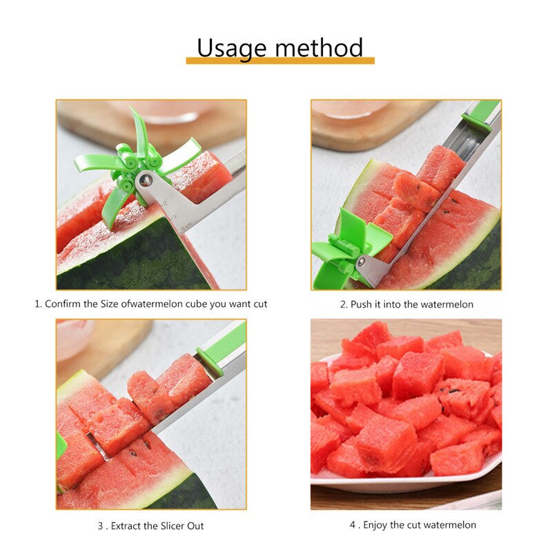 Watermelon Slicer Cutter Tongs Corer Fruit Melon Stainless Steel Tools Watermelon Cut Refreshing Watermelon Cubes Kitchen