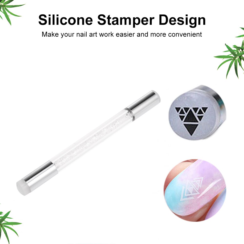 Dubbele Stamper Hoofden Nail Brush Pen Schilderen Puntjes Tips DIY Strass Handvat Manicure Tool Bloem Schilderij Tekening