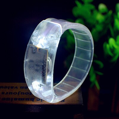 20 piezas Rave Control de voz pulseras Led luminosa pulsera brillante juguetes para los niños Festival suministros para: 20pcs White
