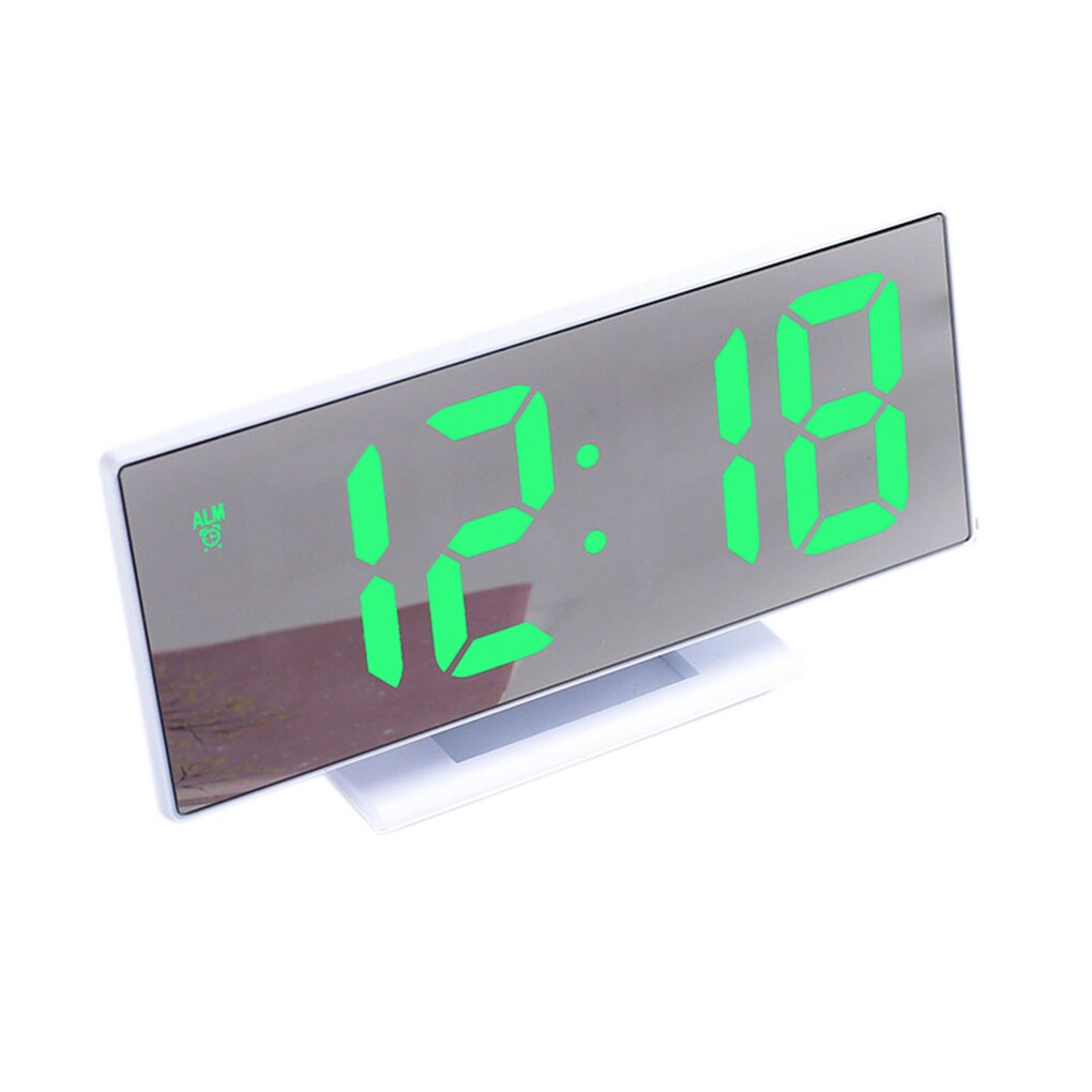 LED Mirror Digital Alarm Clock Electronic Watch Table Multifunction Snooze Night Display Desktop Alarm Clocks 12/24-hour System: 04