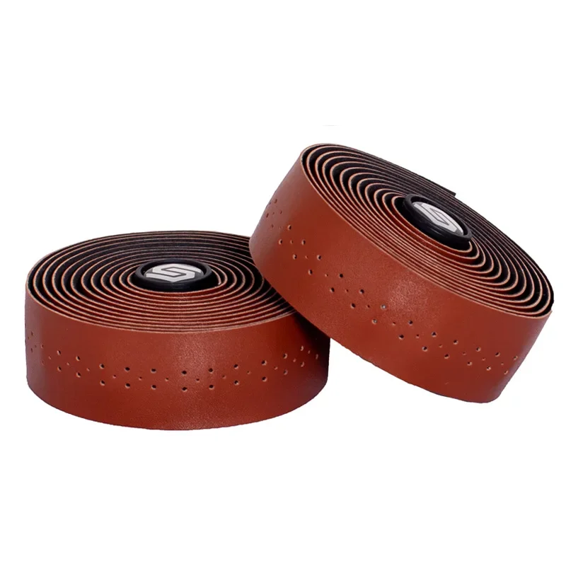 Vintage Perforated Bicycle Handlebar Straps Leather Shock Absorbing Anti-slip Comfort Extended Road Bike Handlebar Straps