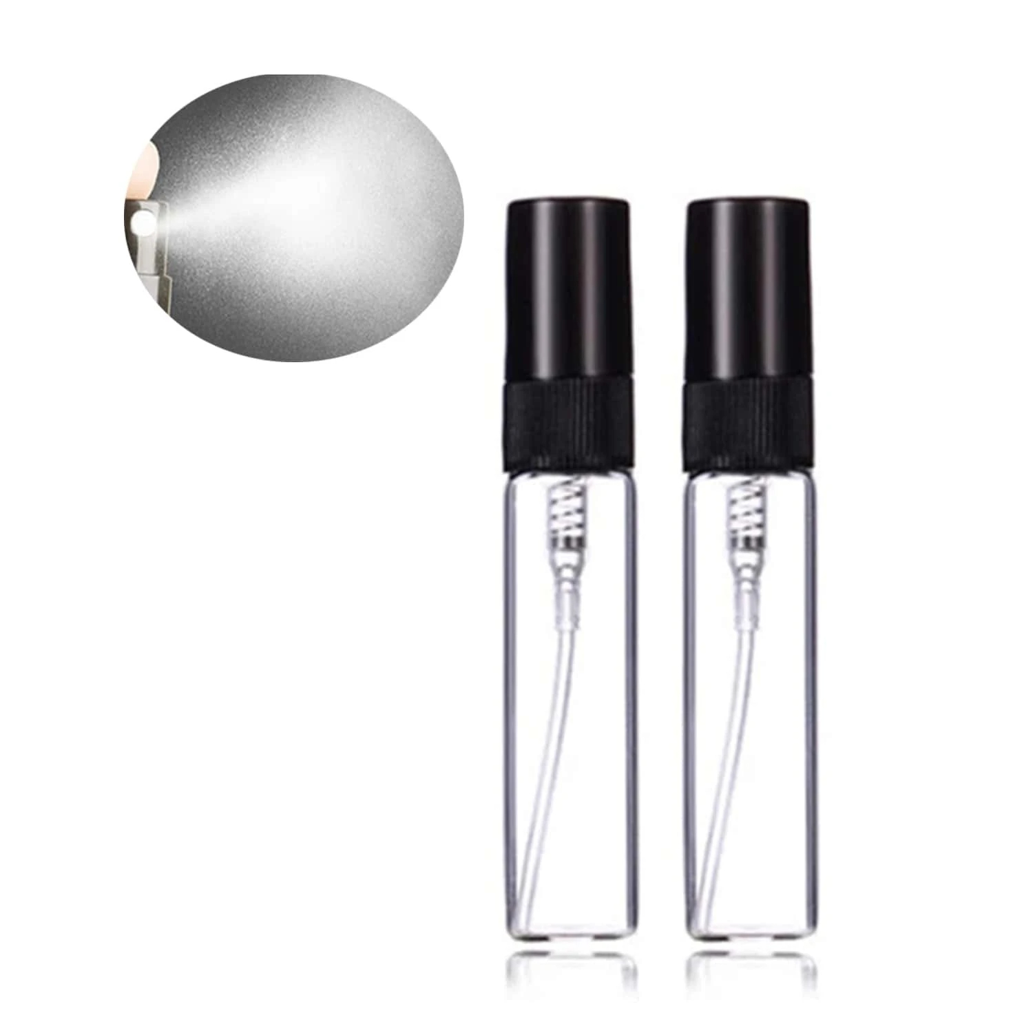 20 piezas 4 accesorios 5ml Mini botellas de vidrio en aerosol de perfume con 20 botellas de spray, 2 embudos, 2 cuentagotas