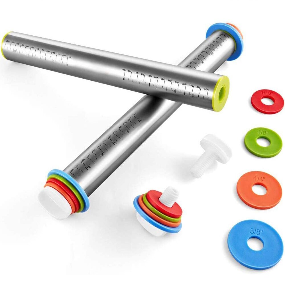 Rolling Pin Spacers French Rolling Pins for Baking Adjustable Rolling Pin with Thickness Rings Dough Roller for Cookie Pizza