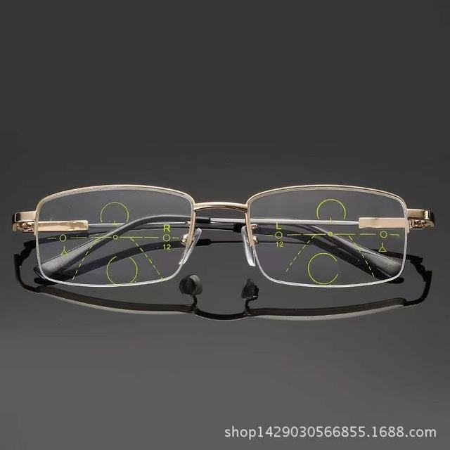 Gafas progresivas Sightto con lentes multifocales, gafas de lectura bifocales, gafas graduadas antiazules, montura de gafas de titanio: Oro / +100