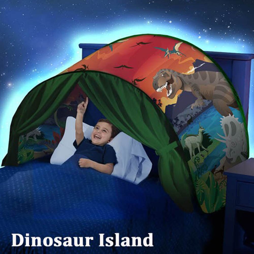 Børn drømme seng telte med opbevaringslomme sammenfoldelig børn drømme seng telt på seng myggenet telt baby værelse indretning som set på tv: Dinosaurus