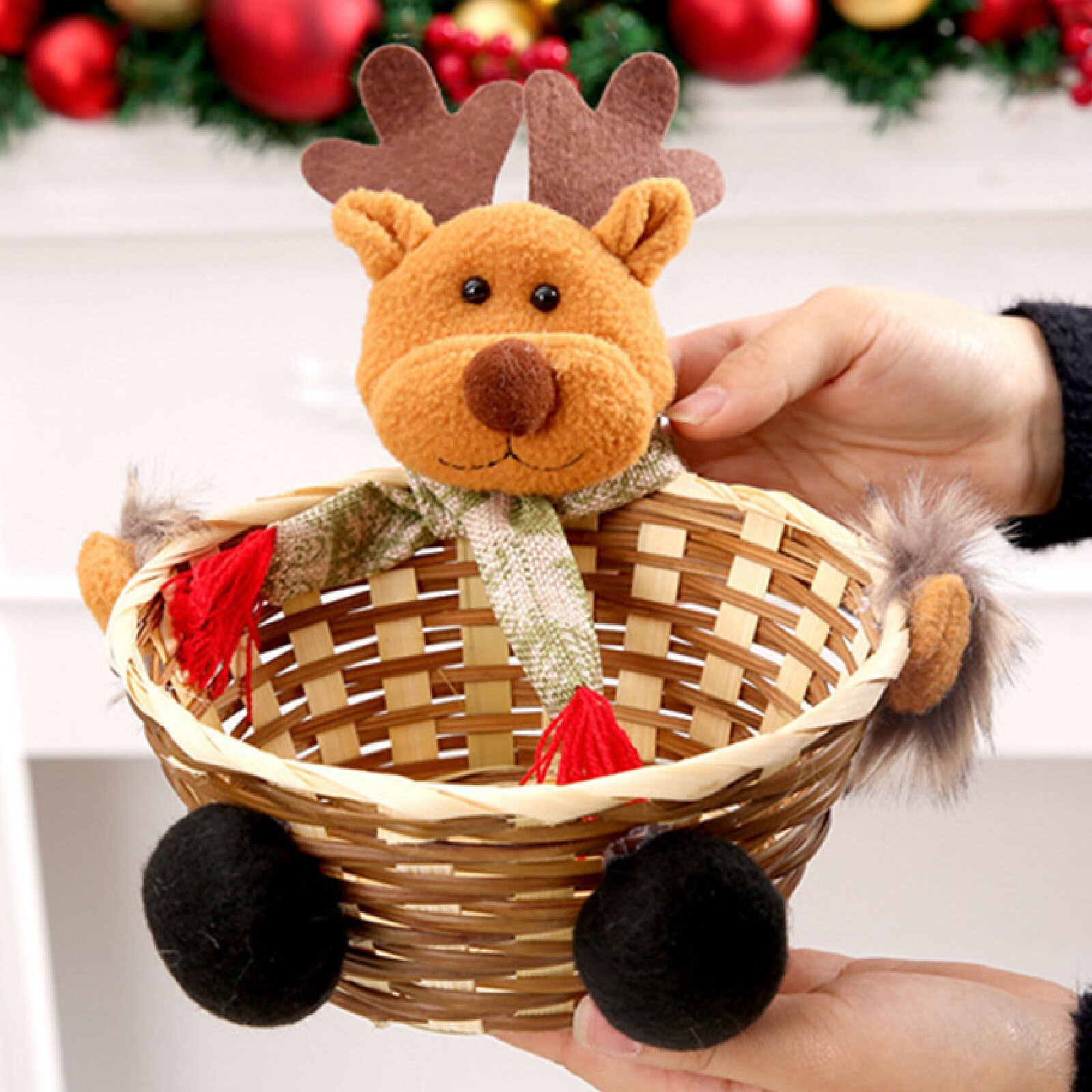 Christmas Candy Storage Basket Decoration Santa Claus Storage Basket Products For Christmas Candy Container: E